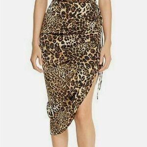 BB Dakota Ruched Drawstring Leopard Print Skirt